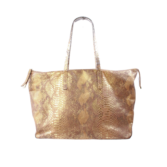 Italian Metallic Sauvage Leather shopper bag